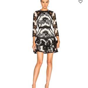 Alexis Black and White Floral Lace Dress